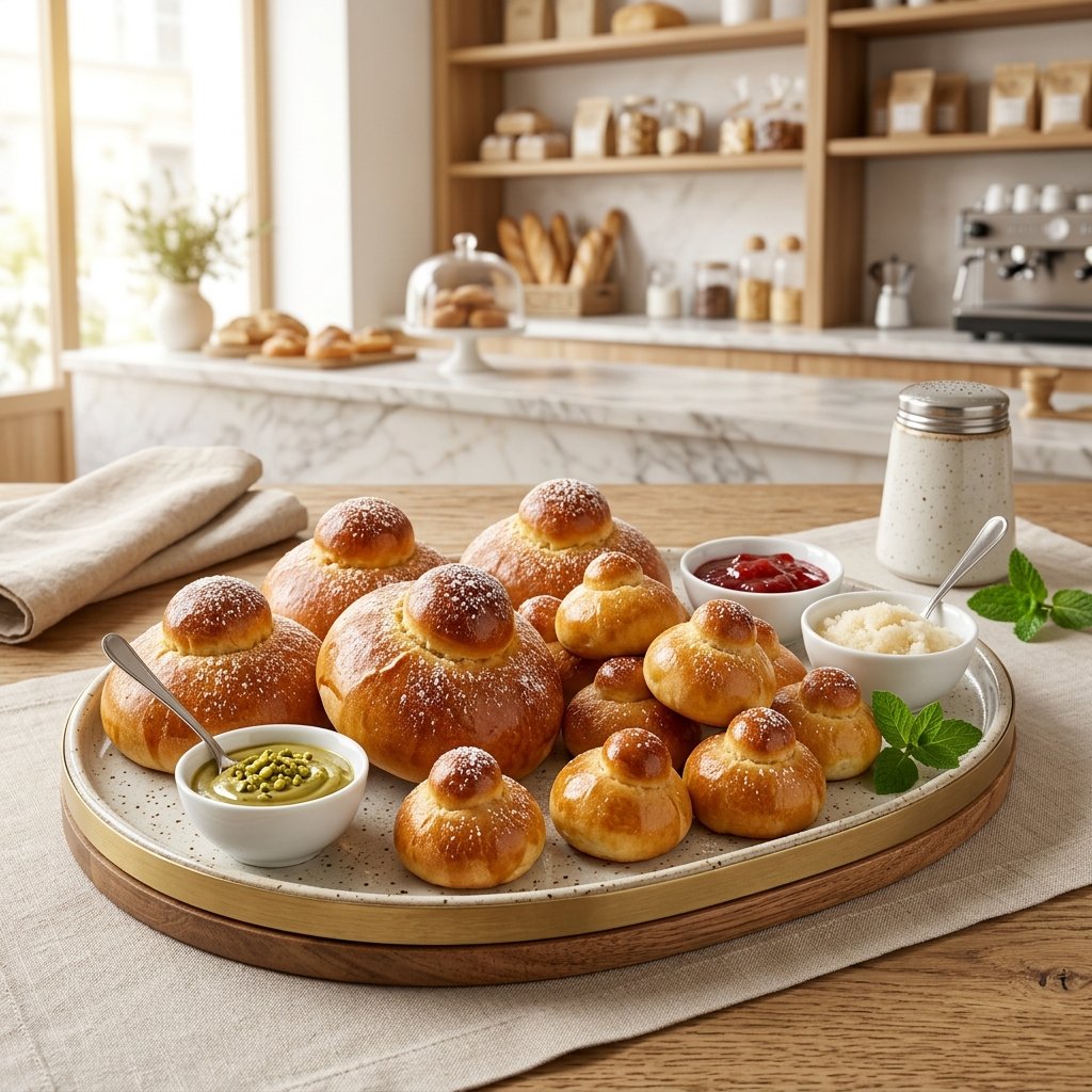 Assortimento di brioche classiche e mini Sicilus su elegante vassoio