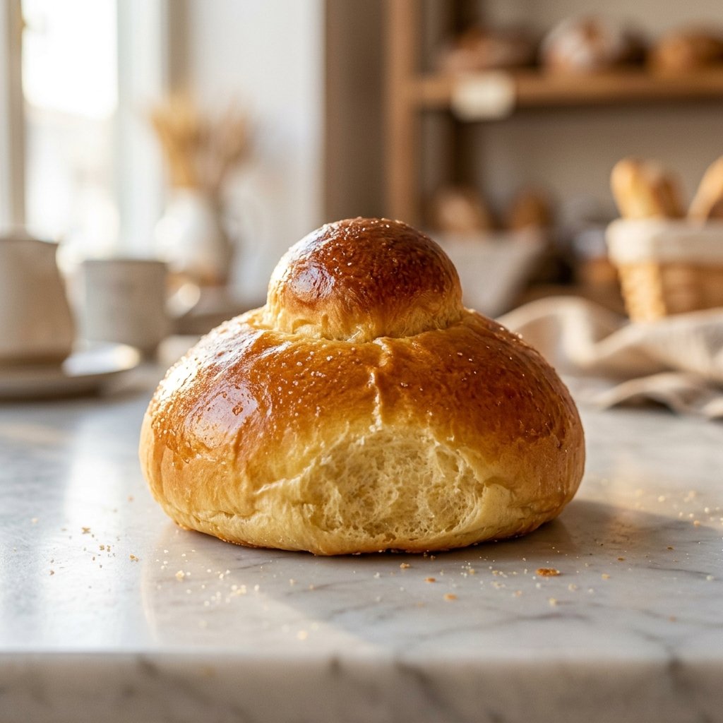 Soffice Brioche Siciliana col Tuppo fotorealistica artigianale